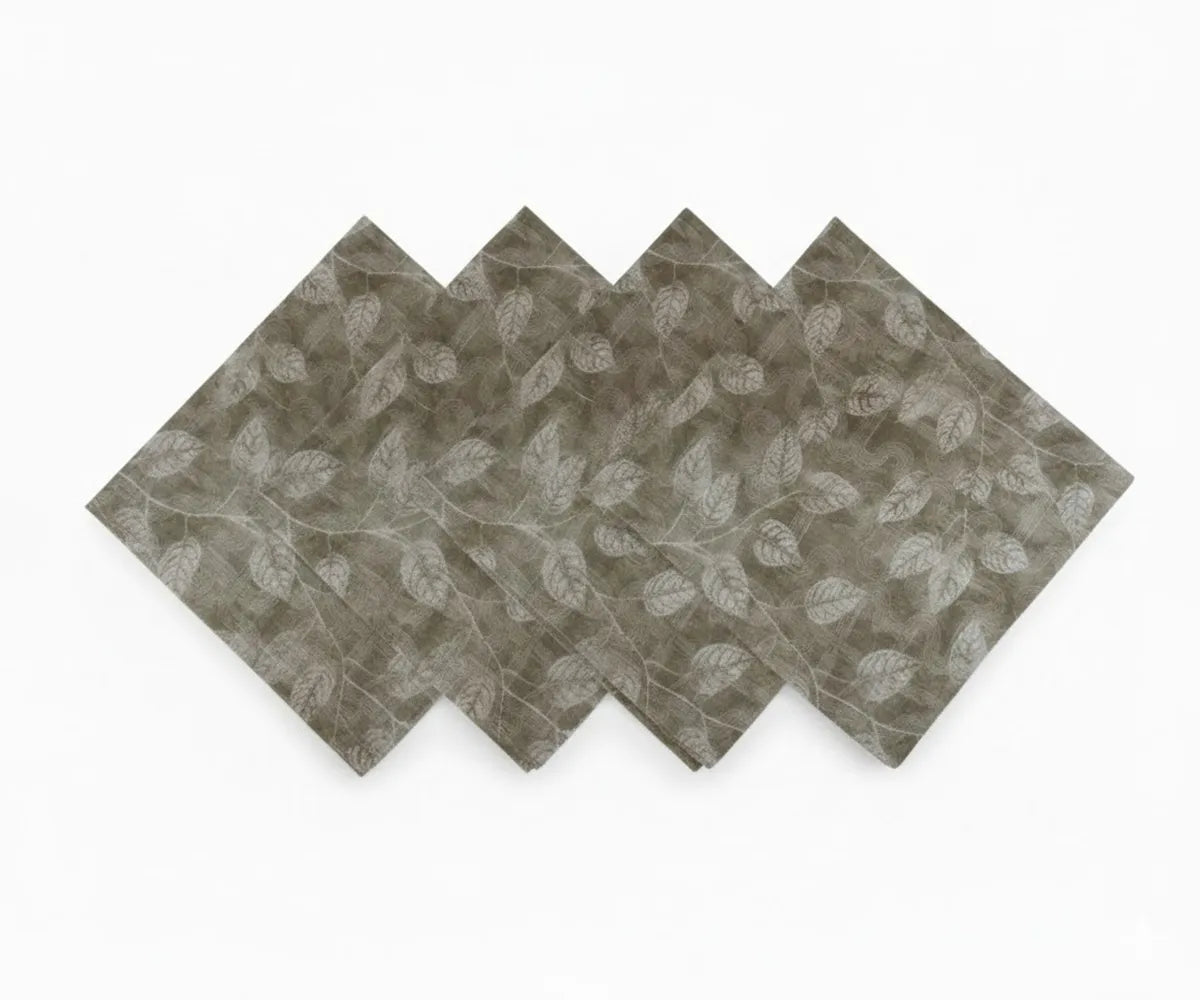 Reusable linen table napkins set with decorative print for farmhouse dining tables Reusable linen table napkins set with decorative print for farmhouse dining tables