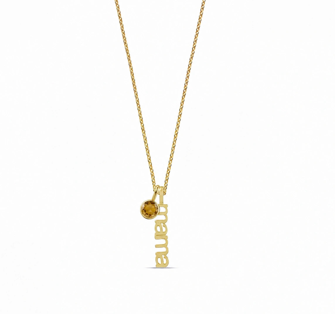 November birthstone mama necklace with citrine crystal, personalized mother necklace gift, Citrine birthstone mama necklace in gold November birthstone mama necklace with citrine crystal, personalized mother necklace gift, Citrine birthstone mama necklace in gold