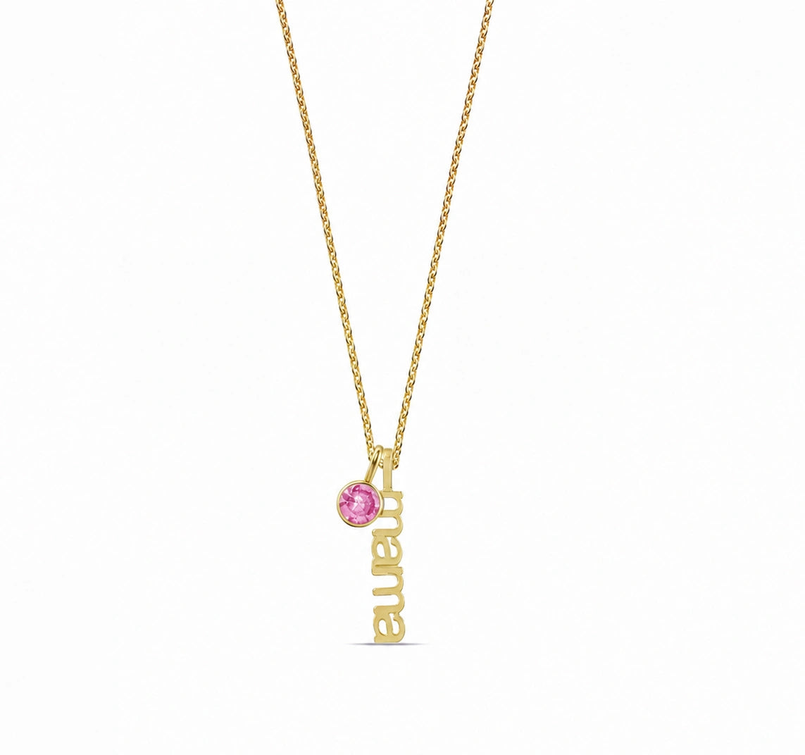 October birthstone mama necklace with opal crystal, personalized gold necklace for mom, Pink birthstone mama jewelry gift for mothers, elegant October family necklace October birthstone mama necklace with opal crystal, personalized gold necklace for mom, Pink birthstone mama jewelry gift for mothers, elegant October family necklace