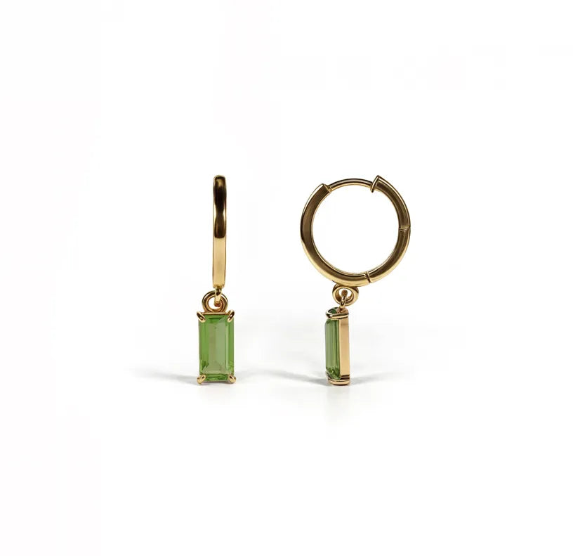 Elegant hoop earrings for women with peridot-inspired stone Elegant hoop earrings for women with peridot-inspired stone