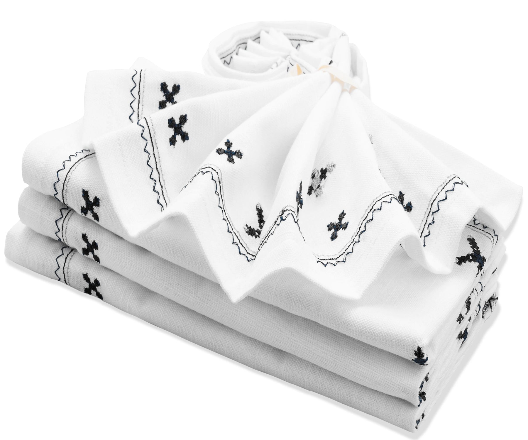 Embroidered Cloth Napkins - Black Embroidered Cloth Napkins - Black