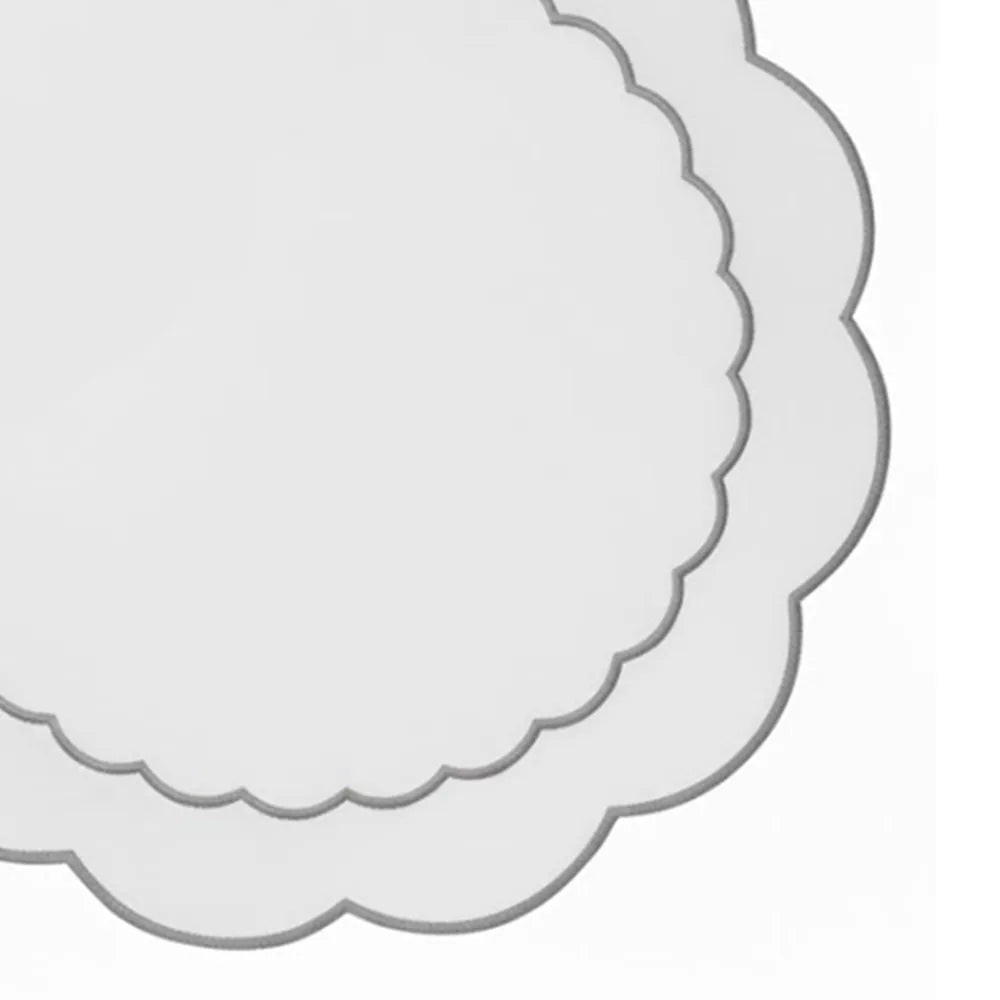 Gray and White Placemats - Scalloped Edge Gray and White Placemats - Scalloped Edge
