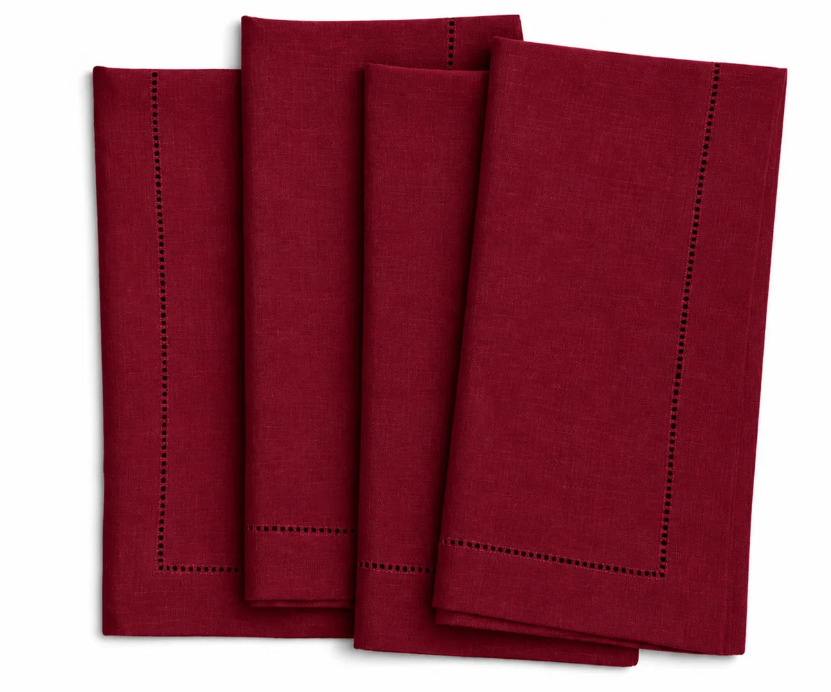Burgundy hemstitched linen cloth napkins for dining table, reusable napkins for holiday gatherings, weddings, restaurants, and everyday meals Burgundy hemstitched linen cloth napkins for dining table, reusable napkins for holiday gatherings, weddings, restaurants, and everyday meals