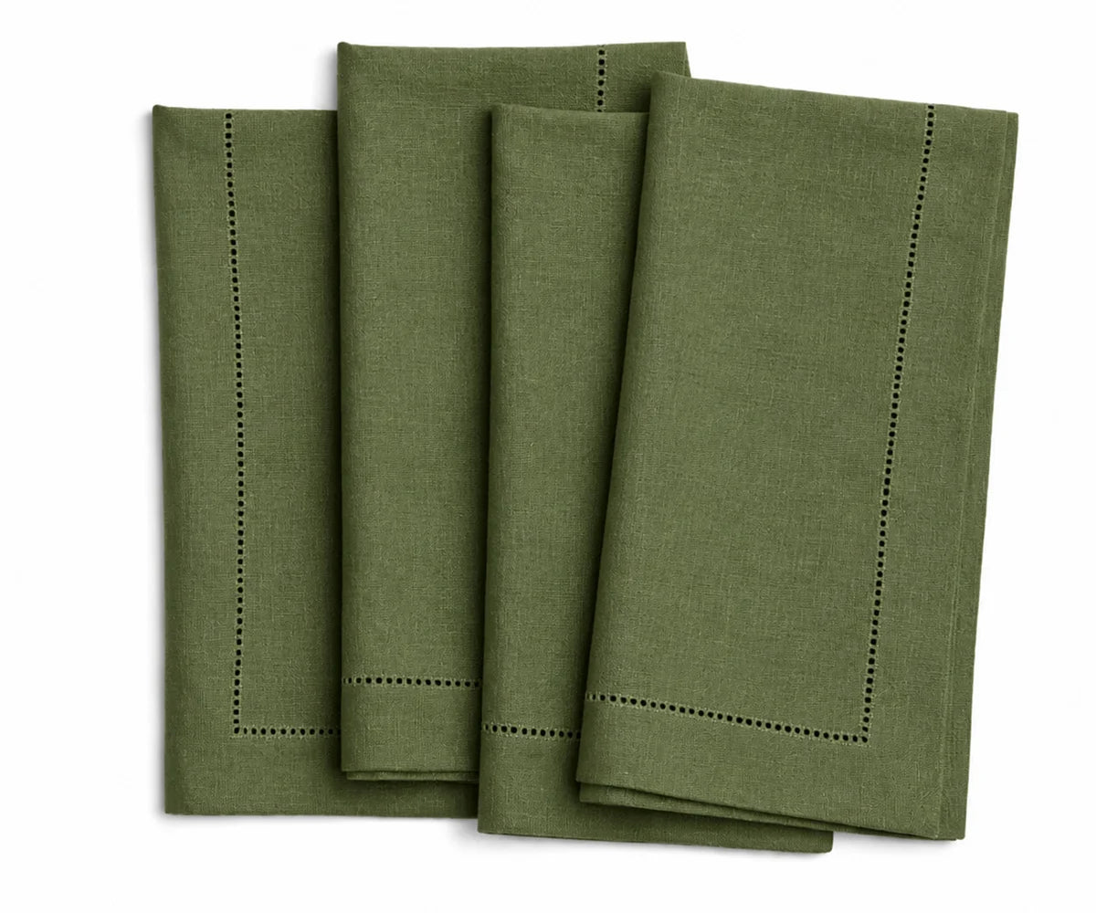 Olive green linen hemstitch napkins 20x20 inches, elegant cloth dinner napkins for weddings, dinner parties, and everyday table settings Olive green linen hemstitch napkins 20x20 inches, elegant cloth dinner napkins for weddings, dinner parties, and everyday table settings