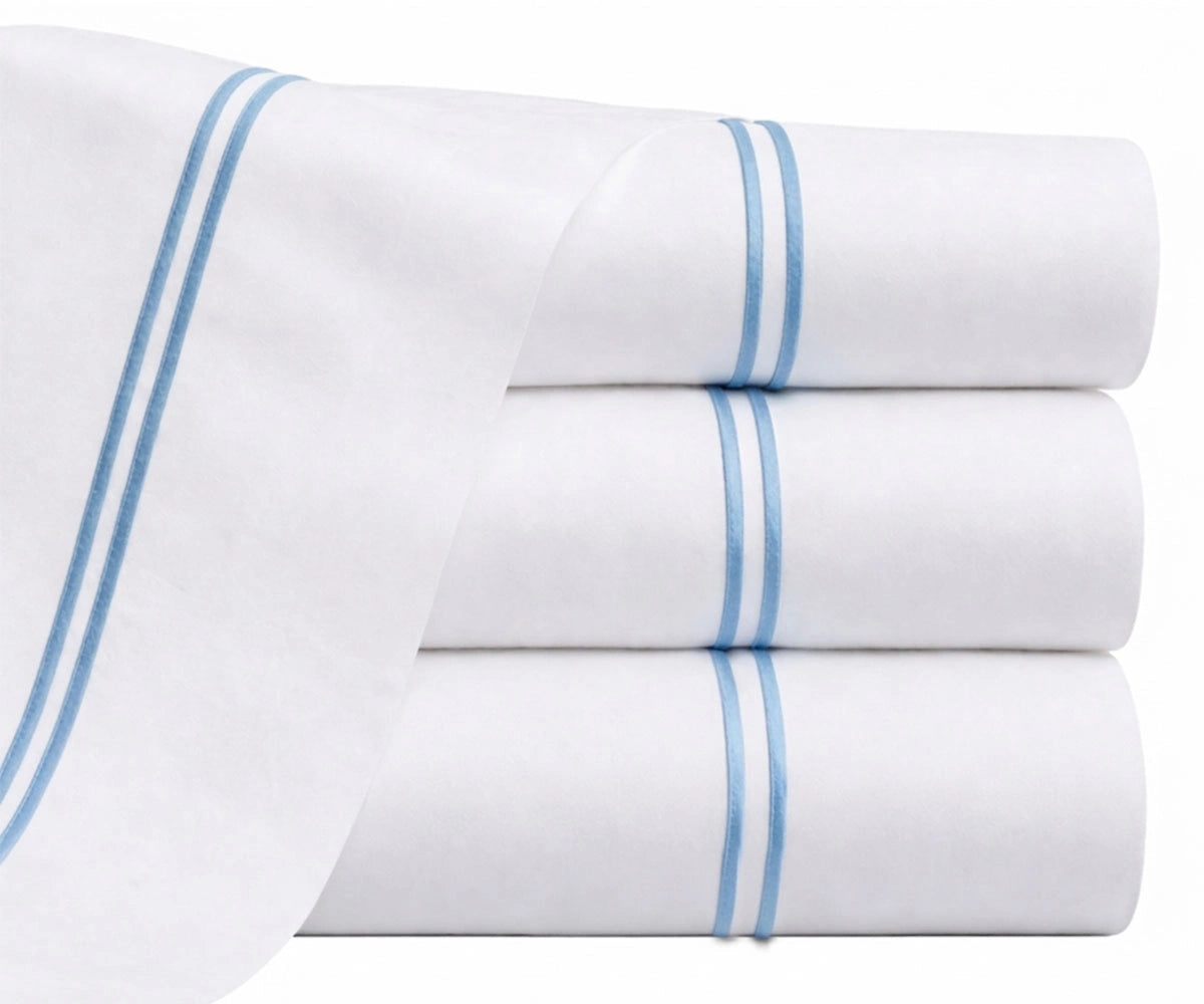 light blue cotton percale flat sheet embroidered border breathable cooling coastal bedroom bedding queen king light blue cotton percale flat sheet embroidered border breathable cooling coastal bedroom bedding queen king