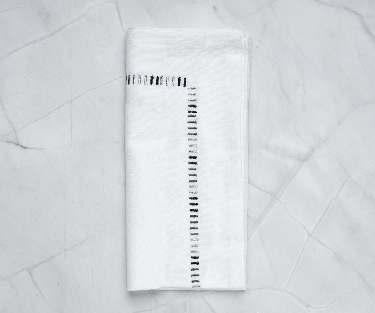 Embroidered White Cotton Napkin Set - 20x20 inches for Dinner Parties Embroidered White Cotton Napkin Set - 20x20 inches for Dinner Parties