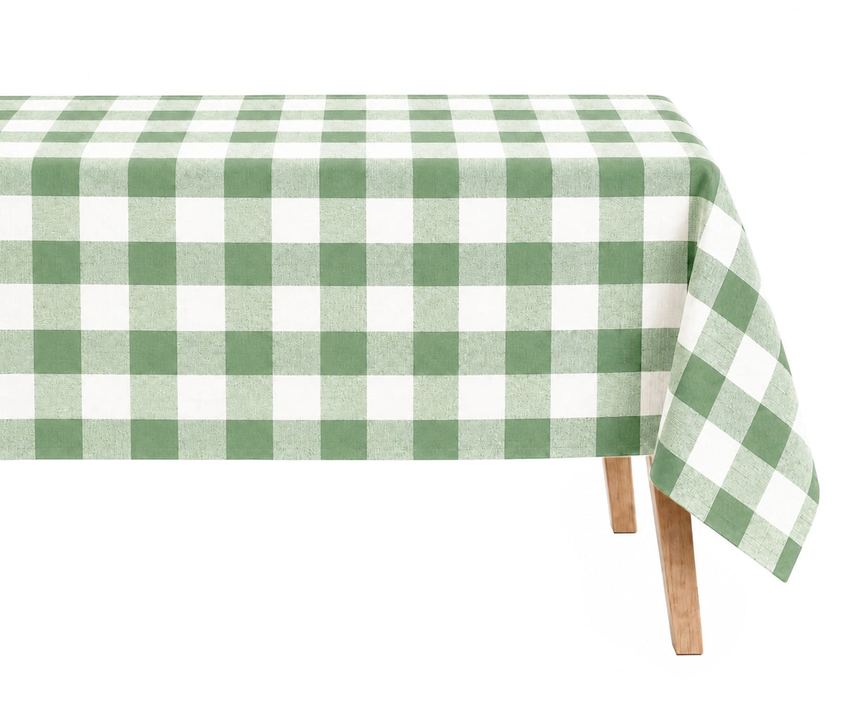 Sage green gingham linen tablecloth for a soft, relaxed tablescape Checkered linen tablecloth for everyday dining and seasonal gatherings Sage green gingham linen tablecloth for a soft, relaxed tablescape Checkered linen tablecloth for everyday dining and seasonal gatherings