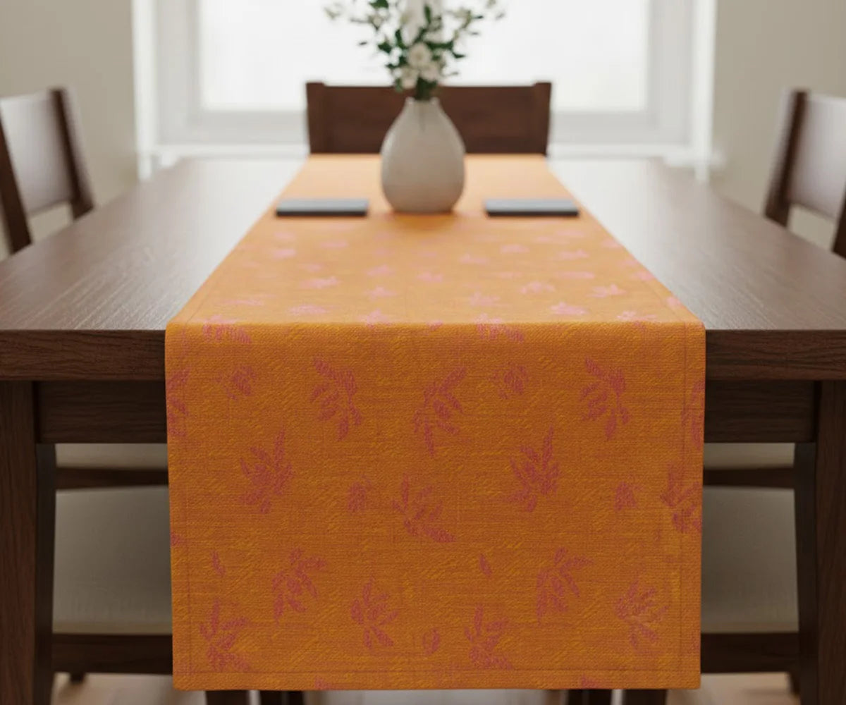 Orange block print cotton table runner Orange block print cotton table runner