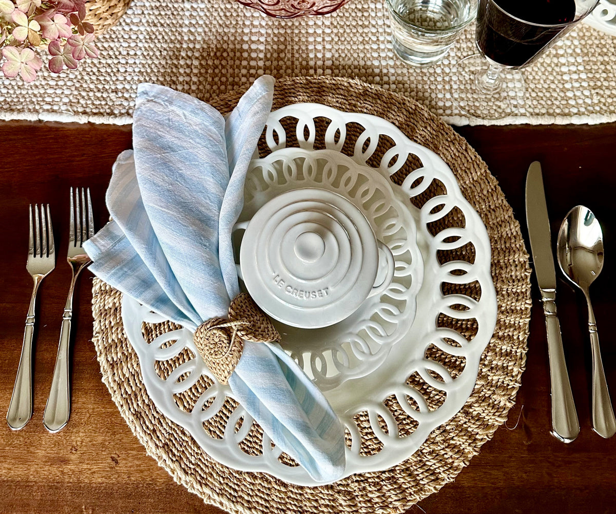 Light blue linen napkins | Striped Napkins | All cotton and linen Light blue linen napkins | Striped Napkins | All cotton and linen