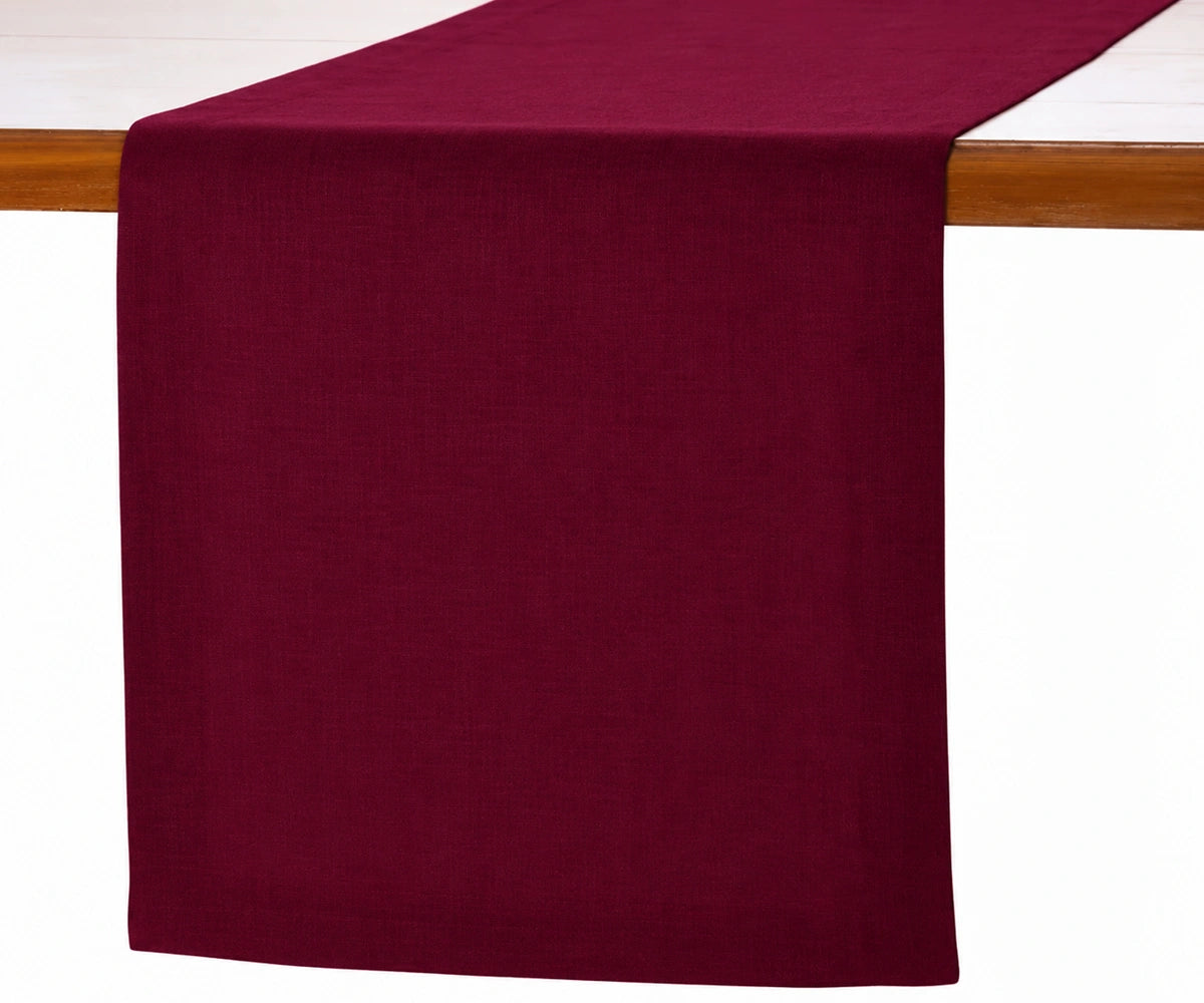 Burgundy linen table runner made from 100% natural linen, elegant and durable, perfect for dining tables, weddings, or festive décor, available in multiple sizes for both casual and formal settings. Burgundy linen table runner made from 100% natural linen, elegant and durable, perfect for dining tables, weddings, or festive décor, available in multiple sizes for both casual and formal settings.