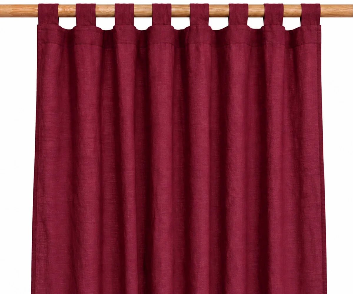 Burgundy 100% linen tab top curtains for living room and bedroom, rich burgundy linen window panels for elegant home décor Burgundy 100% linen tab top curtains for living room and bedroom, rich burgundy linen window panels for elegant home décor