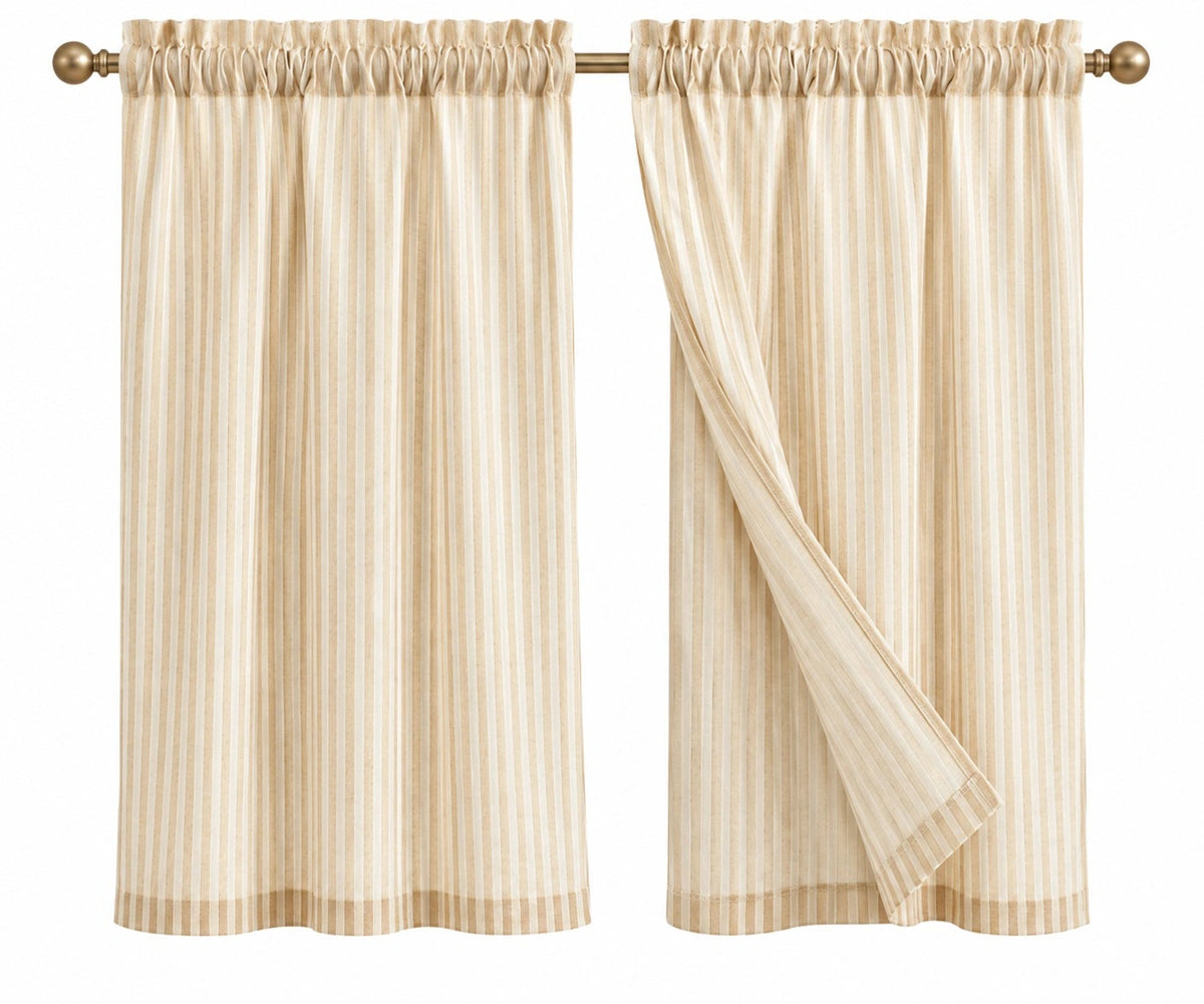 Striped linen kitchen curtains for windows, 100% linen café curtains set of 2, kitchen windows with light filtering privacy Striped linen kitchen curtains for windows, 100% linen café curtains set of 2, kitchen windows with light filtering privacy