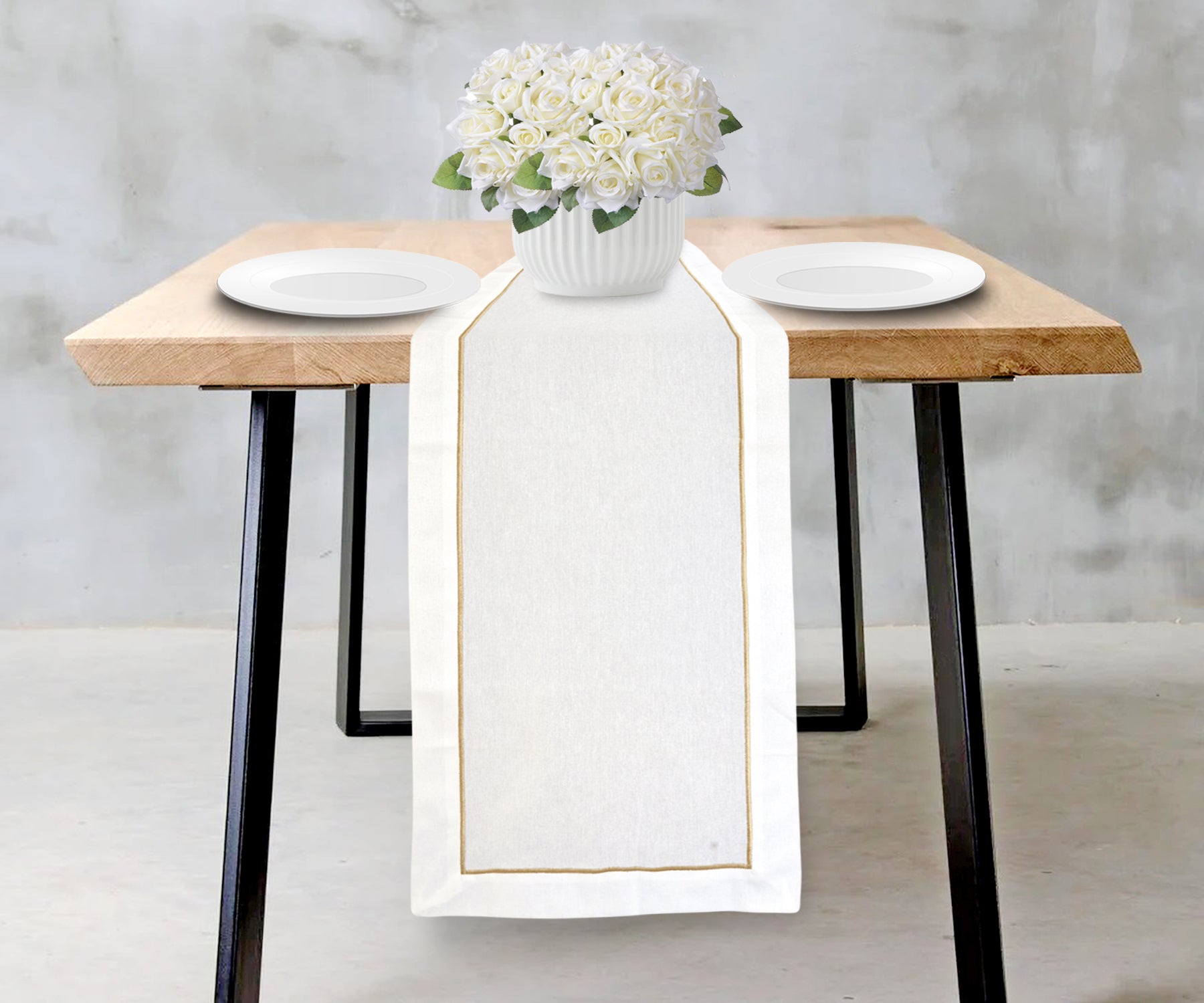 Classic cotton table runner perfect for special occasions. Classic cotton table runner perfect for special occasions.