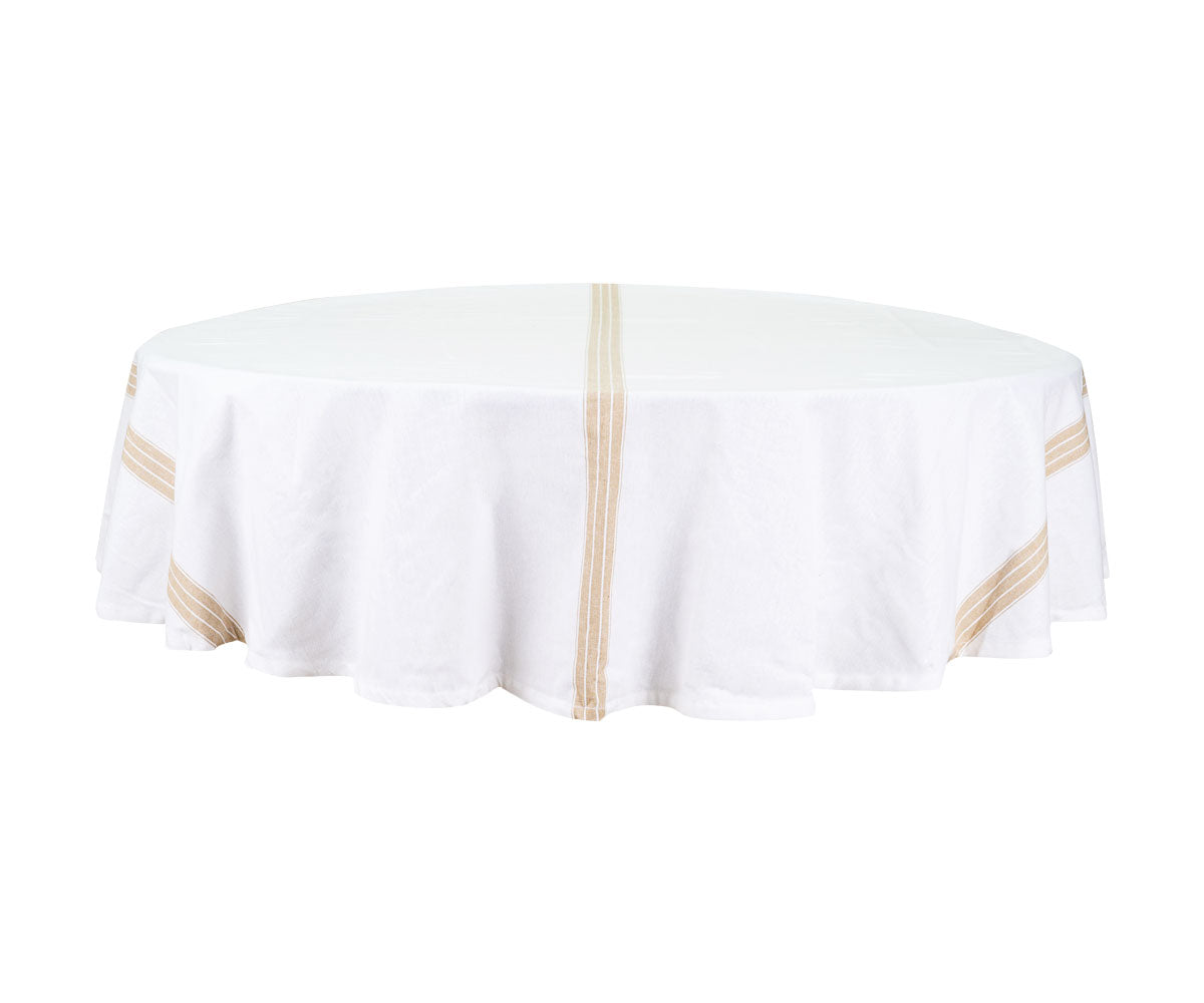 beige tablecloth  White tablecloths provide a neutral backdrop that allows other elements to stand out.