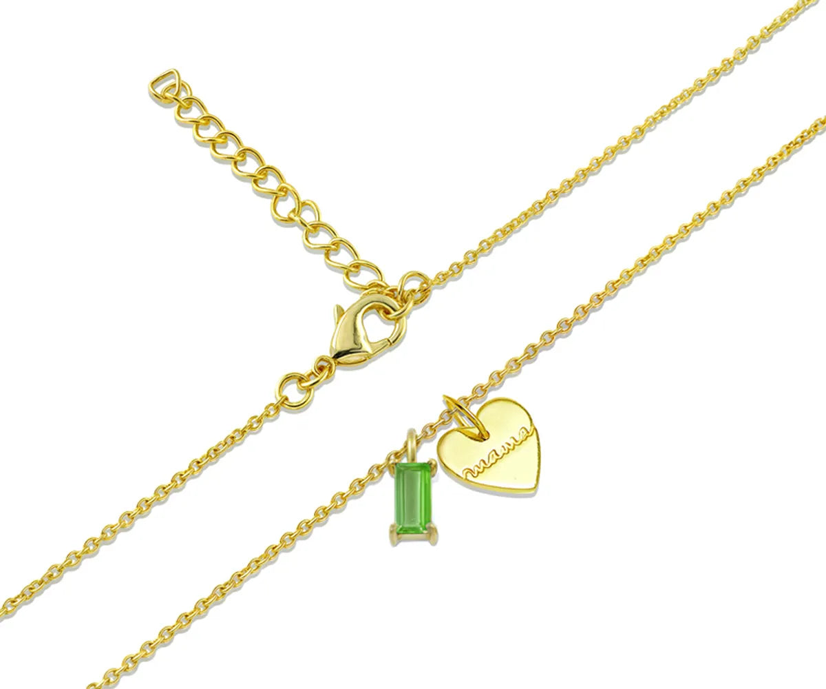 Gold mama necklace with heart charm and emerald-cut birthstone Gold mama necklace with heart charm and emerald-cut birthstone