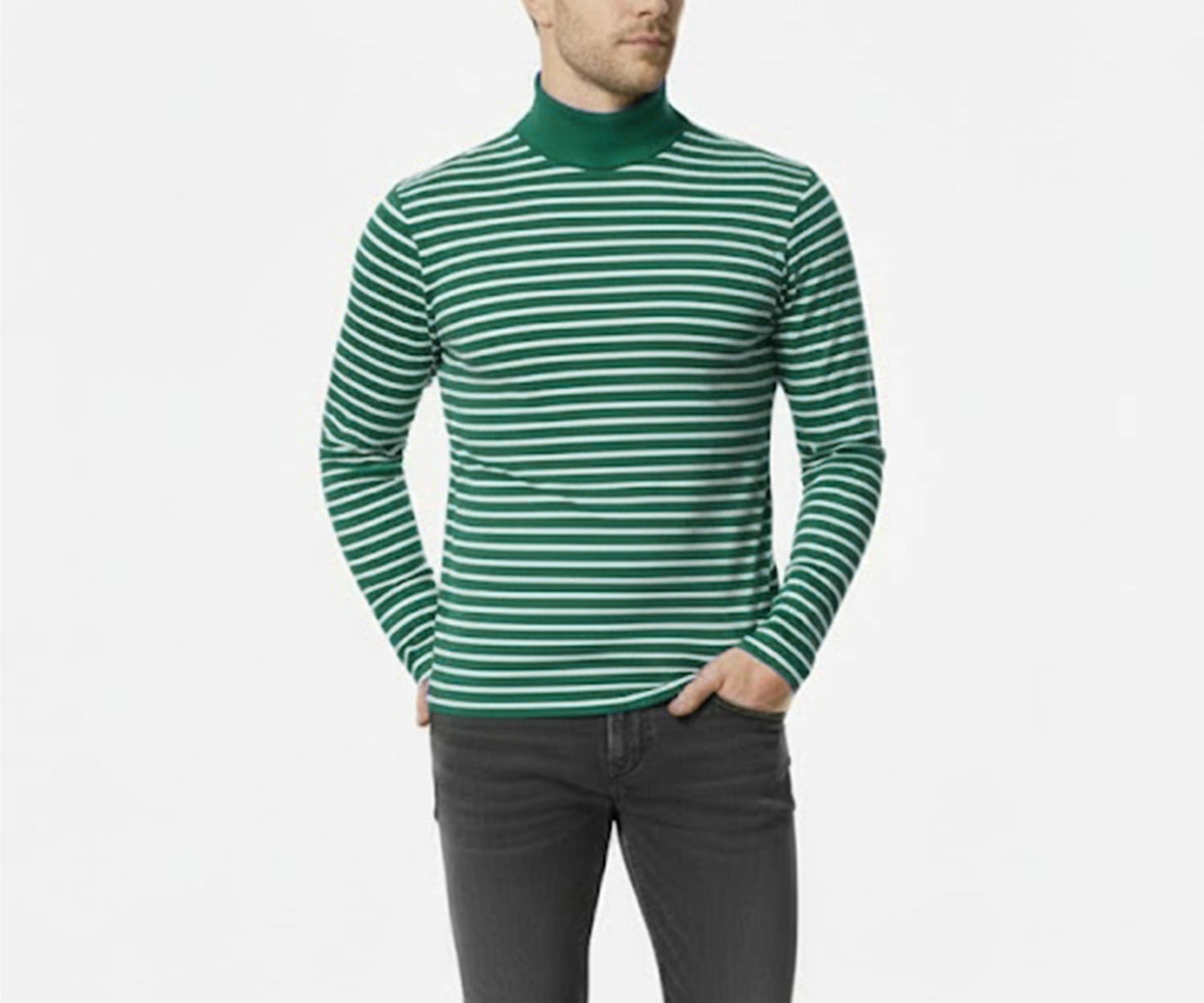 Men’s green high neck cotton t-shirt with lightweight fabric, ideal for layering or daily wear Men’s green high neck cotton t-shirt with lightweight fabric, ideal for layering or daily wear