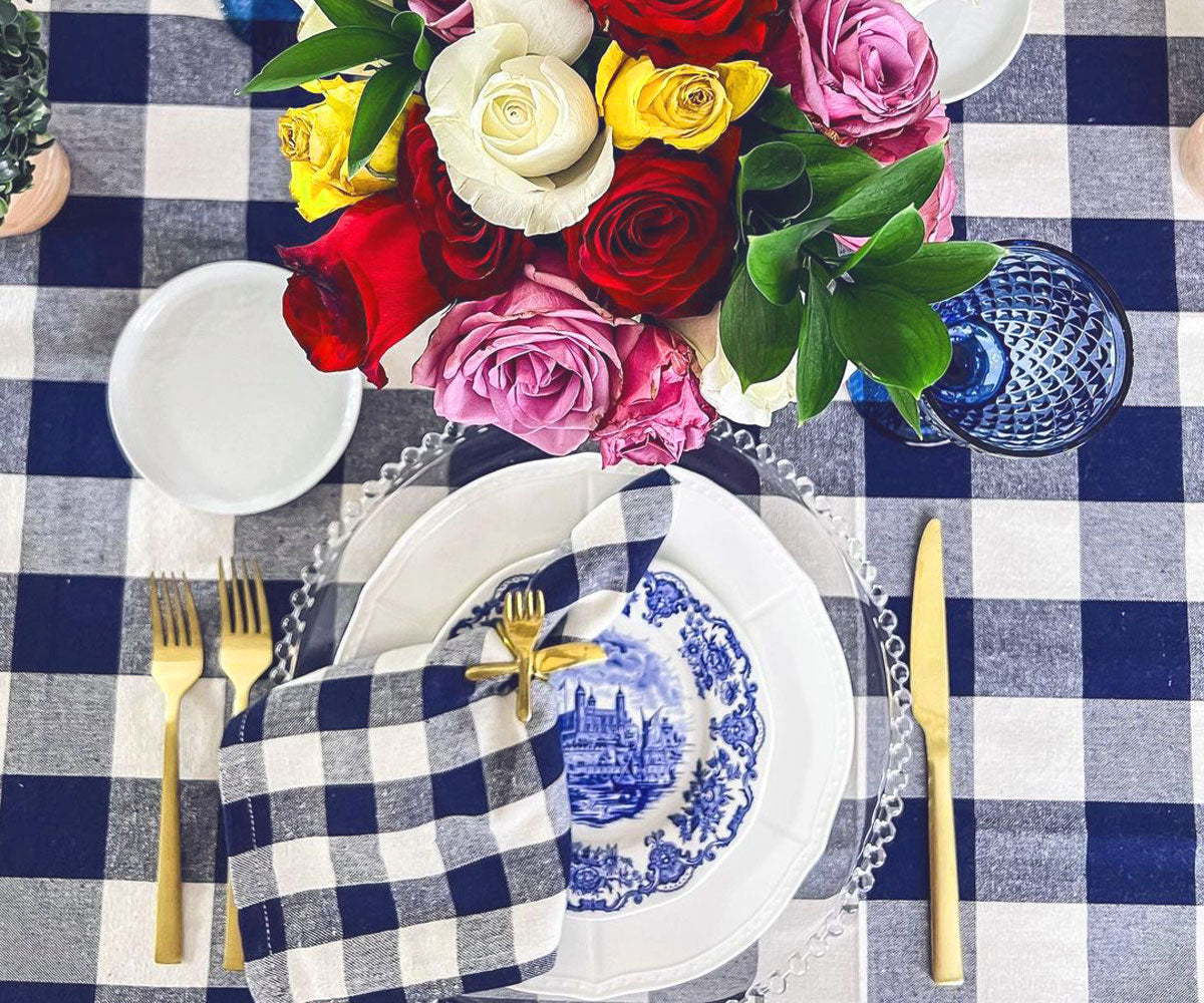 Blue plaid napkins - All Cotton and Linen Blue plaid napkins - All Cotton and Linen