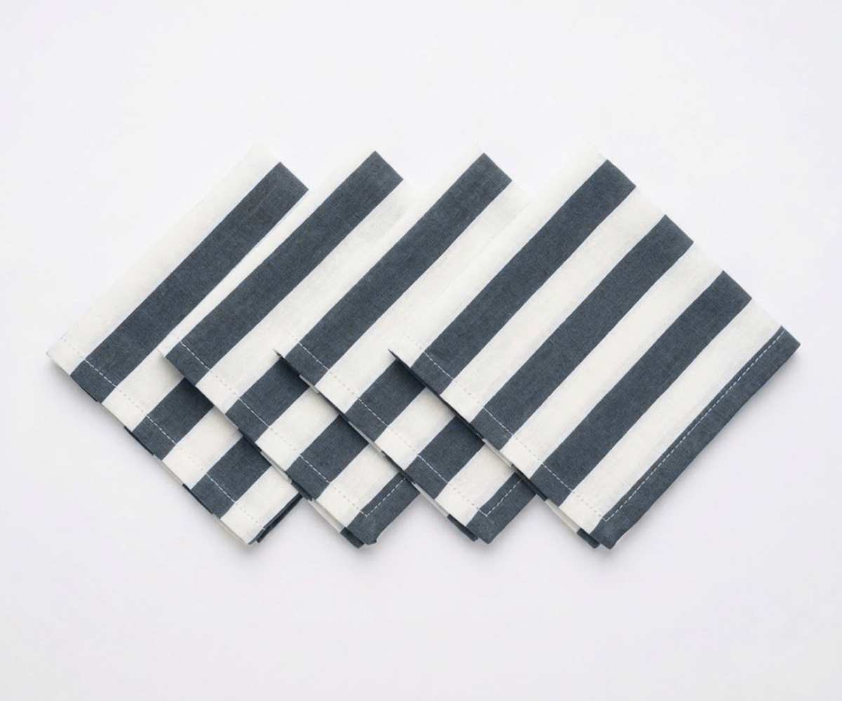 Hemstitched striped guest napkins for everyday dining and table setting Hemstitched striped guest napkins for everyday dining and table setting