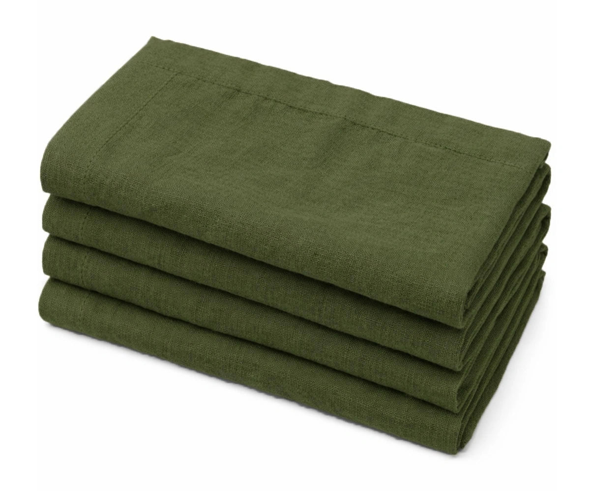 Olive green cotton linen blend napkins with solid color, reusable cloth napkins for rustic and farmhouse dining decor Olive green cotton linen blend napkins with solid color, reusable cloth napkins for rustic and farmhouse dining decor