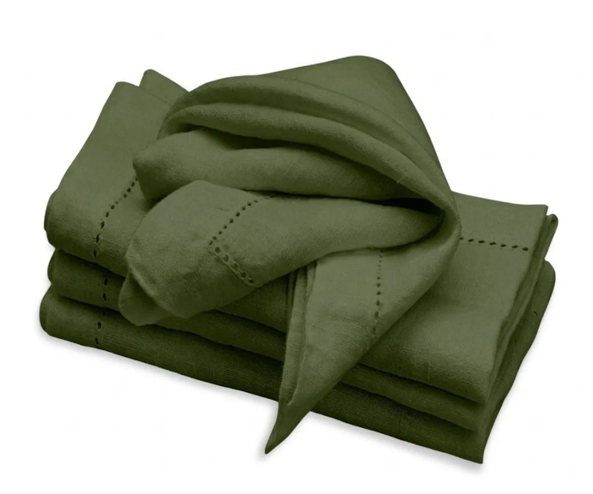 Cotton linen blend dinner napkins with elegant hemstitch detail Cotton linen blend dinner napkins with elegant hemstitch detail