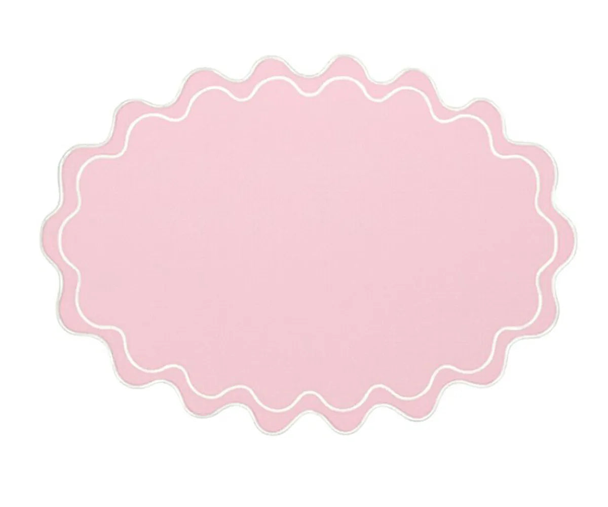 Elegant wavy oval placemat crafted from durable cotton, adding sophistication to dining table settings Elegant wavy oval placemat crafted from durable cotton, adding sophistication to dining table settings