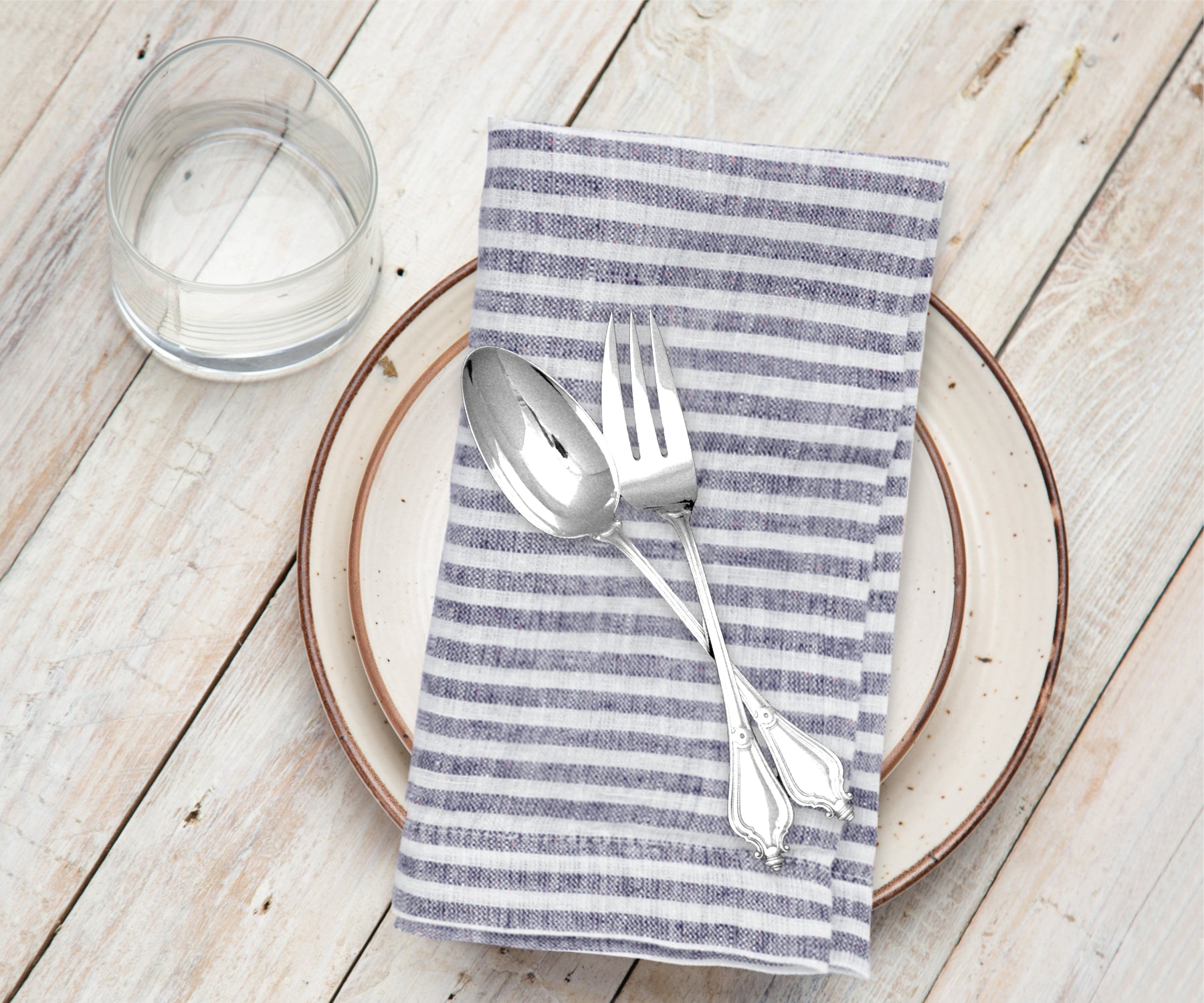 Navy Blue Pinstripe Linen Napkins - Set of 4, 8 & More Navy Blue Pinstripe Linen Napkins - Set of 4, 8 & More