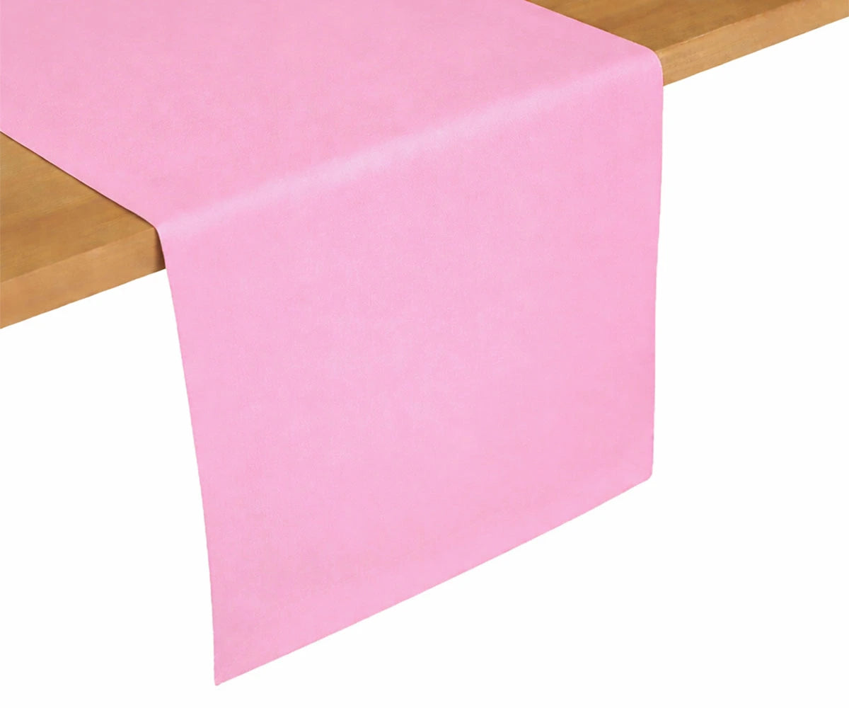 Light pink cotton table runner with smooth finish, soft pastel table décor for dining tables Light pink cotton table runner with smooth finish, soft pastel table décor for dining tables