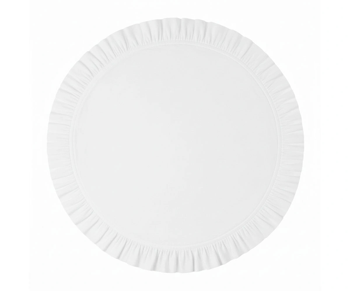 White round cotton ruffle placemat, classic table linen White round cotton ruffle placemat, classic table linen