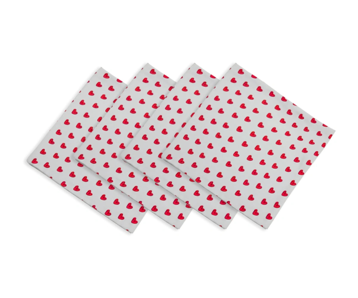 Red heart print cotton dinner napkins Red heart print cotton dinner napkins