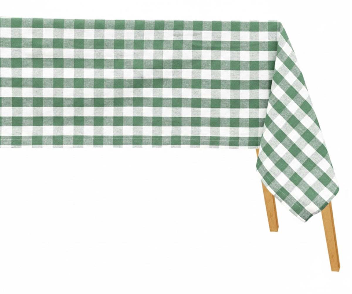 Sage green and white cotton buffalo plaid rectangular tablecloth with classic gingham checkered design for farmhouse dining Sage green and white cotton buffalo plaid rectangular tablecloth with classic gingham checkered design for farmhouse dining