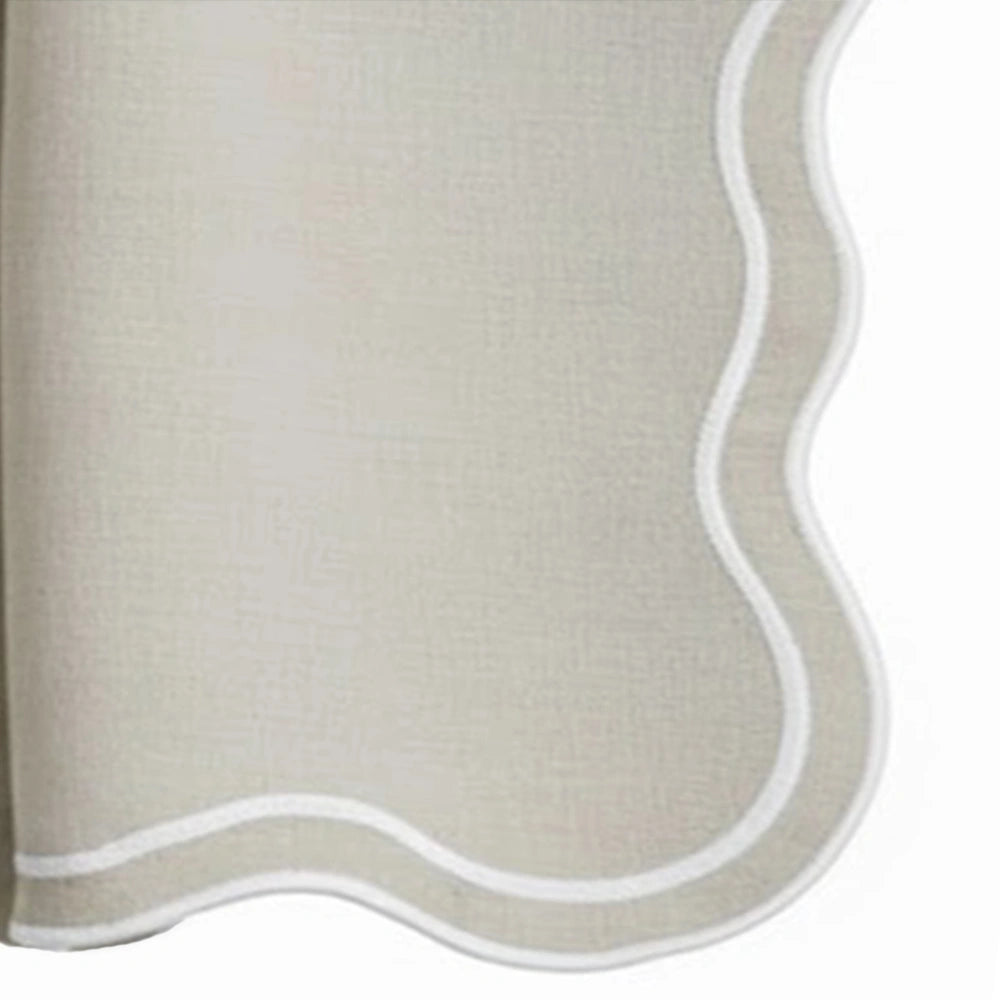 beige scalloped edge cotton napkins with delicate embroidery, neutral cloth napkins designed for elegant dining tables, holiday meals, and everyday home décor beige scalloped edge cotton napkins with delicate embroidery, neutral cloth napkins designed for elegant dining tables, holiday meals, and everyday home décor