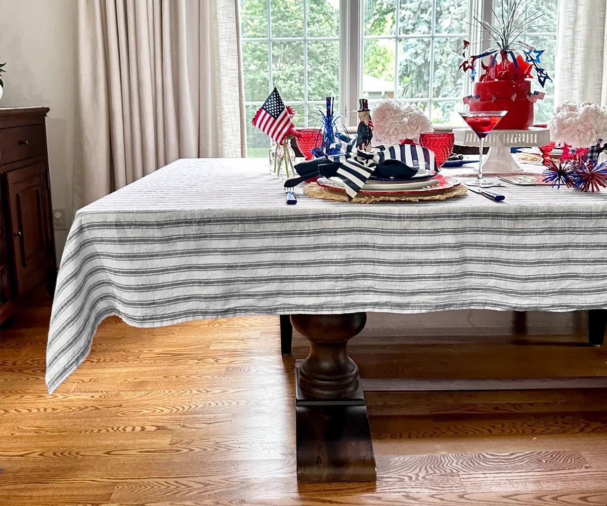 Homestead Striped Linen Tablecloth - Rectangle Homestead Striped Linen Tablecloth - Rectangle