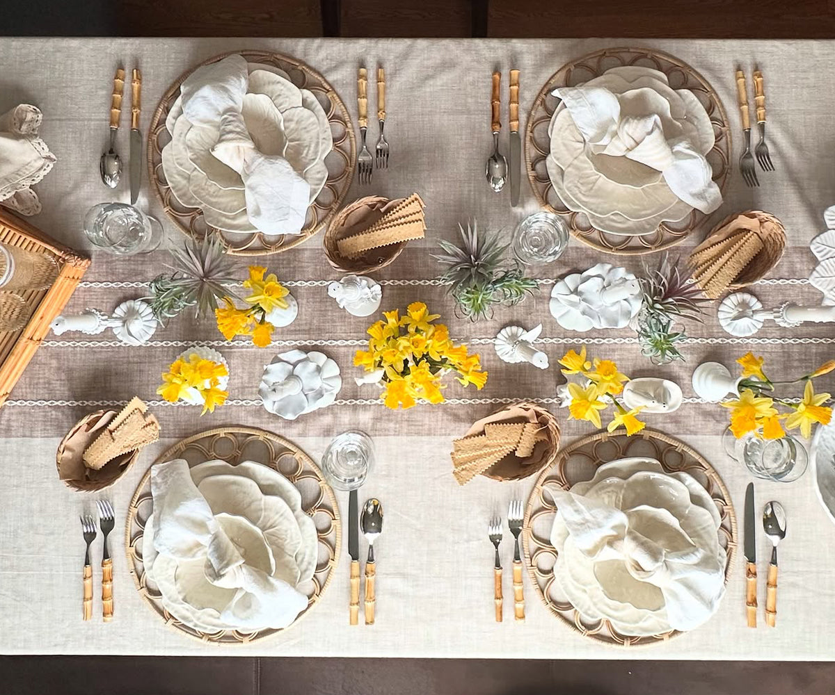 Striped Tablecloth - Tassel Tablecloth Striped Tablecloth - Tassel Tablecloth