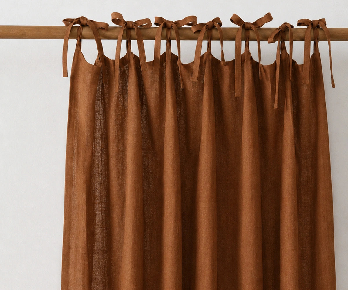 linen tie top curtain panels, warm neutral flax linen window treatments for farmhouse, boho, and modern home décor. linen tie top curtain panels, warm neutral flax linen window treatments for farmhouse, boho, and modern home décor.