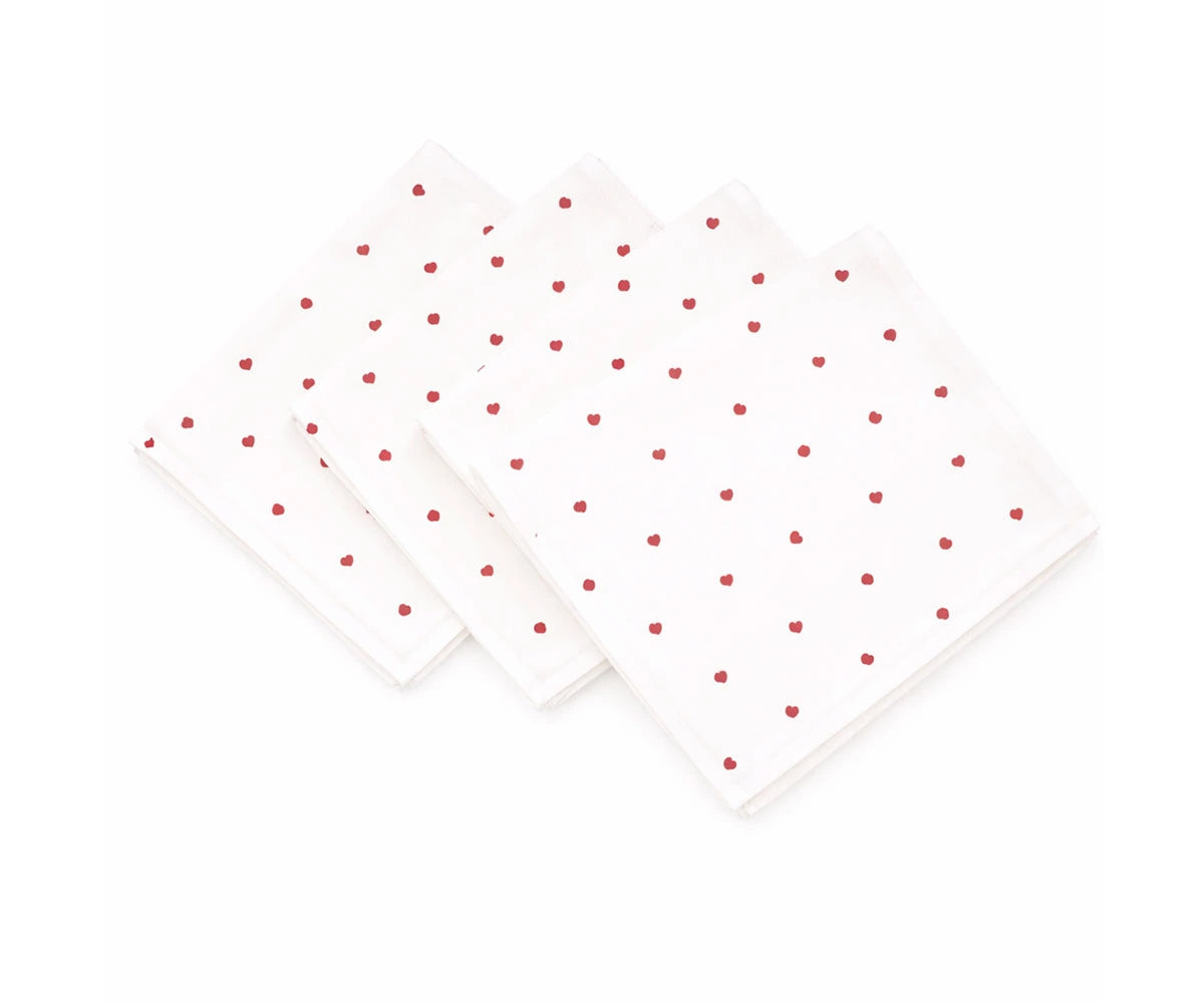 Valentine’s Day heart print table napkins in white and red Valentine’s Day heart print table napkins in white and red