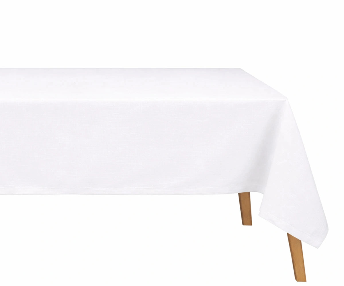 White cotton linen blend rectangular tablecloth with solid design, breathable reusable dining table linen for everyday use, weddings, and farmhouse decor White cotton linen blend rectangular tablecloth with solid design, breathable reusable dining table linen for everyday use, weddings, and farmhouse decor