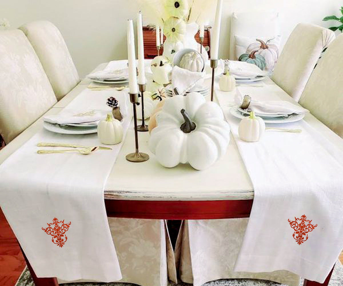 White Table Runner, Dining Table Runner, Farmhouse Table Runner.