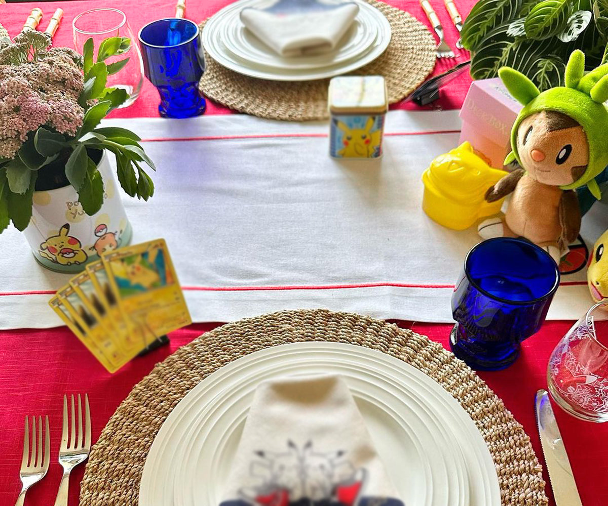 Stylish farmhouse table runner with intricate details. Stylish farmhouse table runner with intricate details.