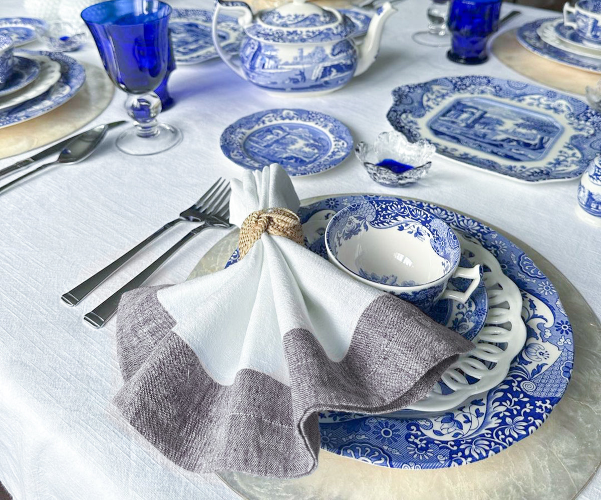 Variety of plush cloth napkins on a dinner table Variety of plush cloth napkins on a dinner table