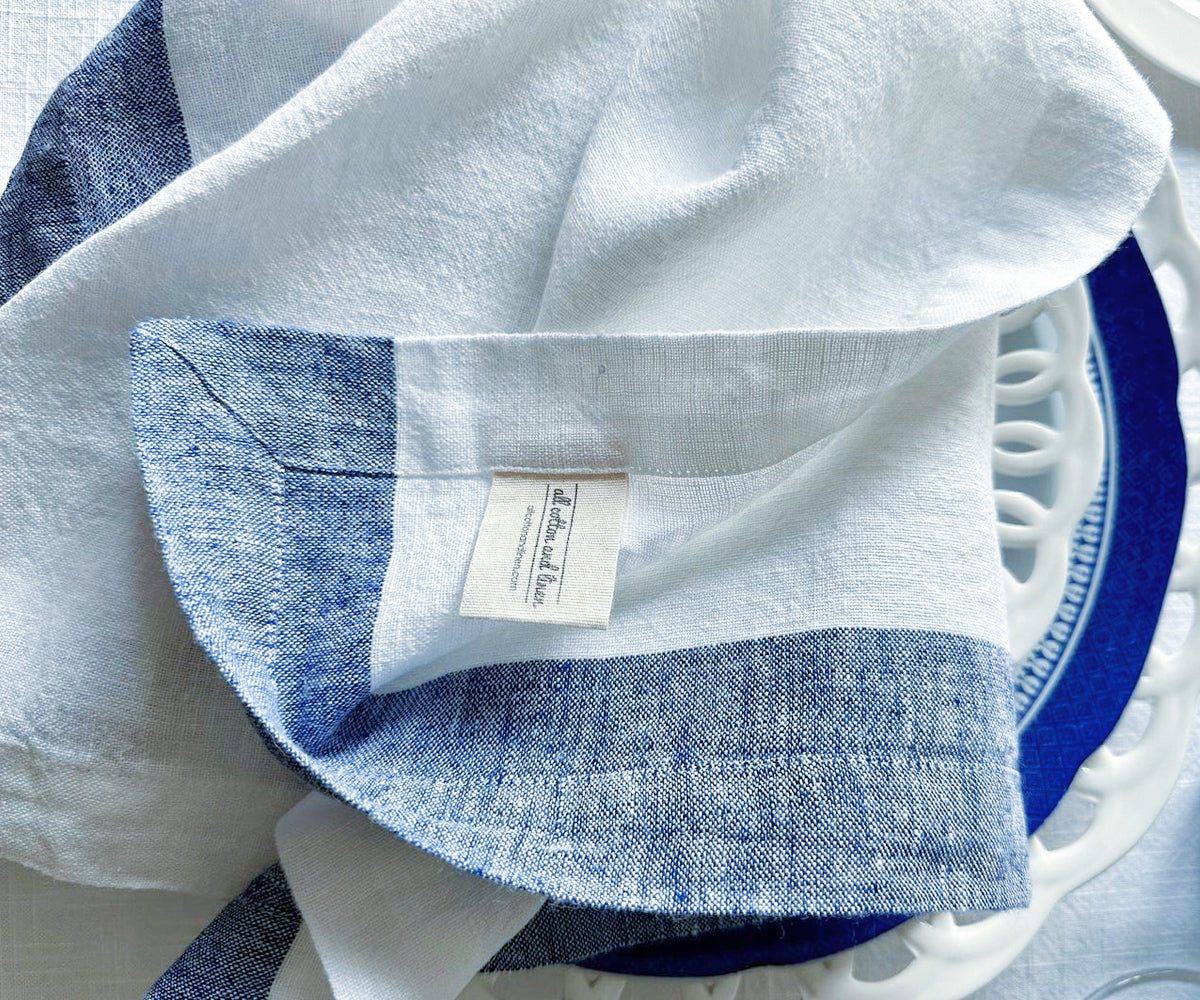 Enhance your dining experience with high-quality cloth dinner napkins, available in blue and white options. These cloth napkins add a stylish and sophisticated touch to any table setting. Enhance your dining experience with high-quality cloth dinner napkins, available in blue and white options. These cloth napkins add a stylish and sophisticated touch to any table setting.