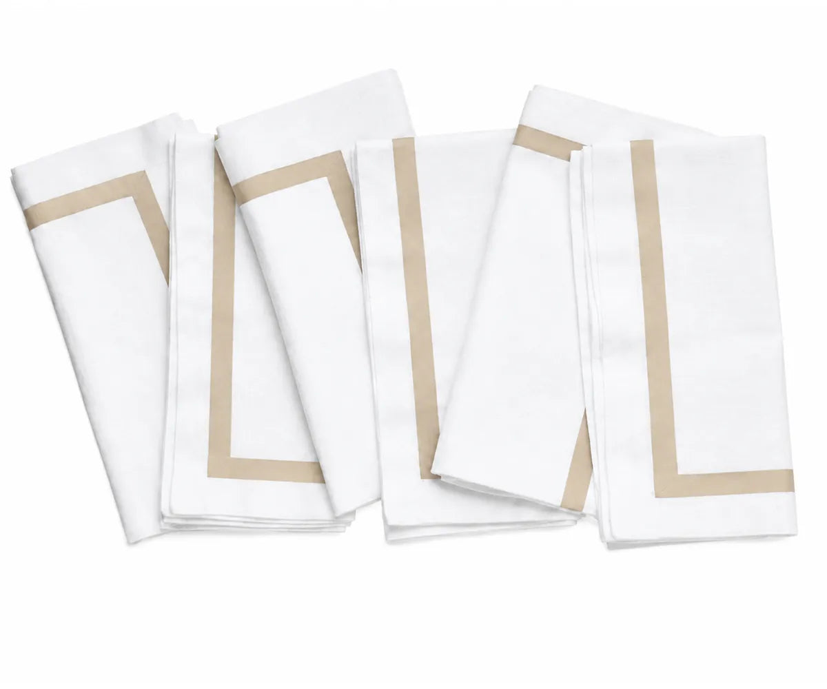 Set of soft 100% cotton cloth napkins in white, designed for reusable everyday dining and entertaining. Set of soft 100% cotton cloth napkins in white, designed for reusable everyday dining and entertaining.