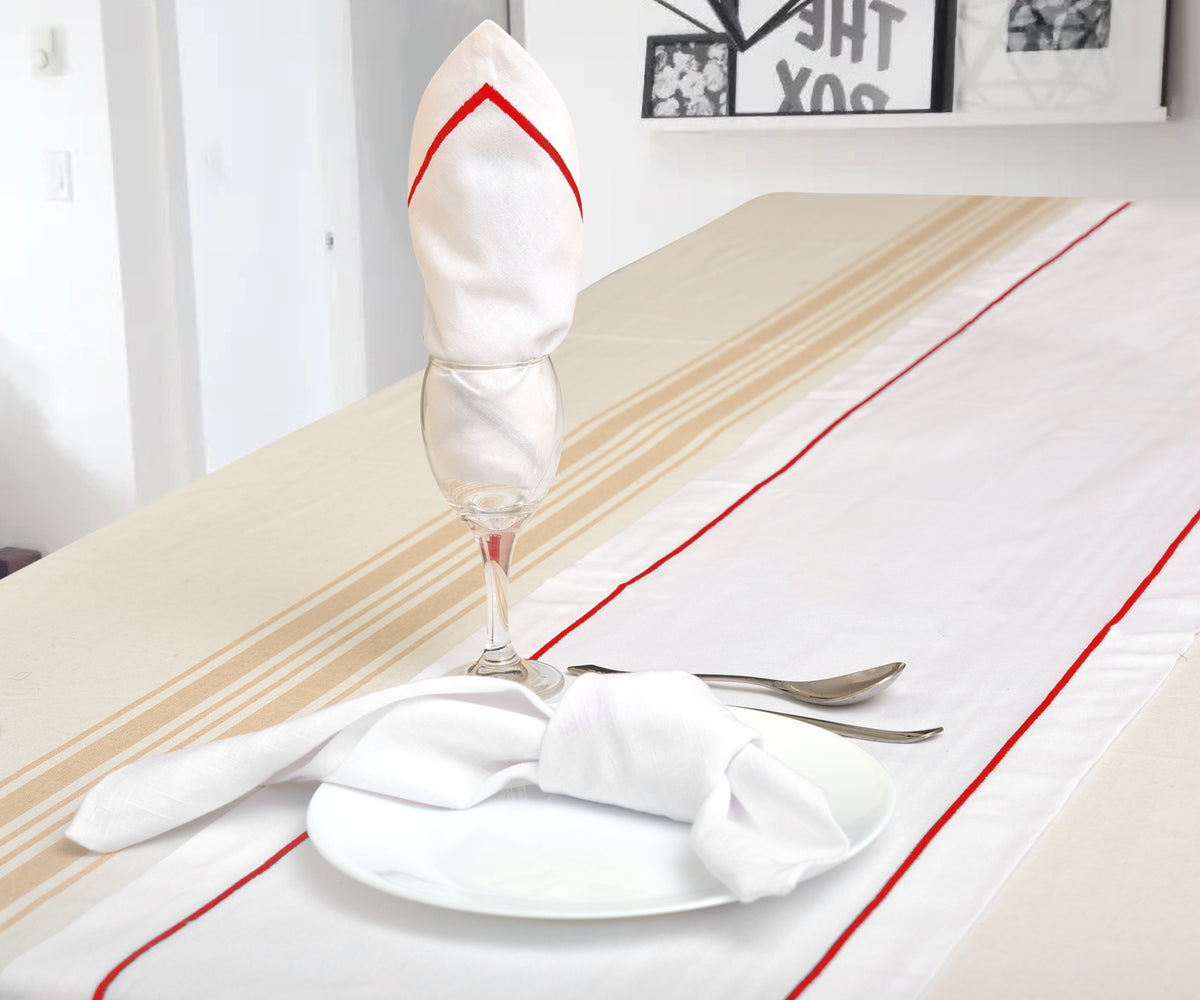 Beautifully embroidered details on this white wedding table linens. Beautifully embroidered details on this white wedding table linens.
