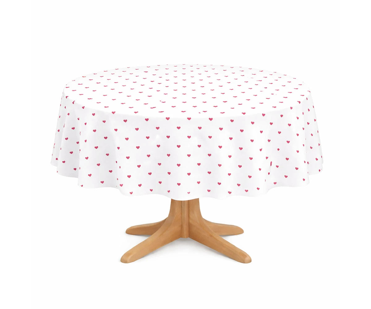 Round heart table cover for Valentine’s Day on dining table Round heart table cover for Valentine’s Day on dining table