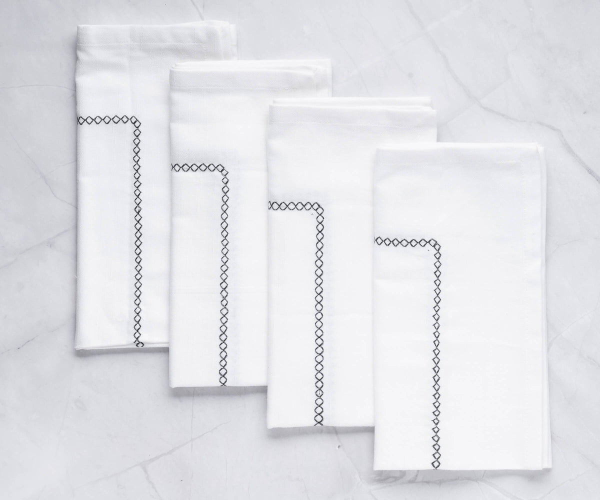 These gray cloth napkins ensure the retain their pristine white appearance even after multiple uses. These gray cloth napkins ensure the retain their pristine white appearance even after multiple uses.
