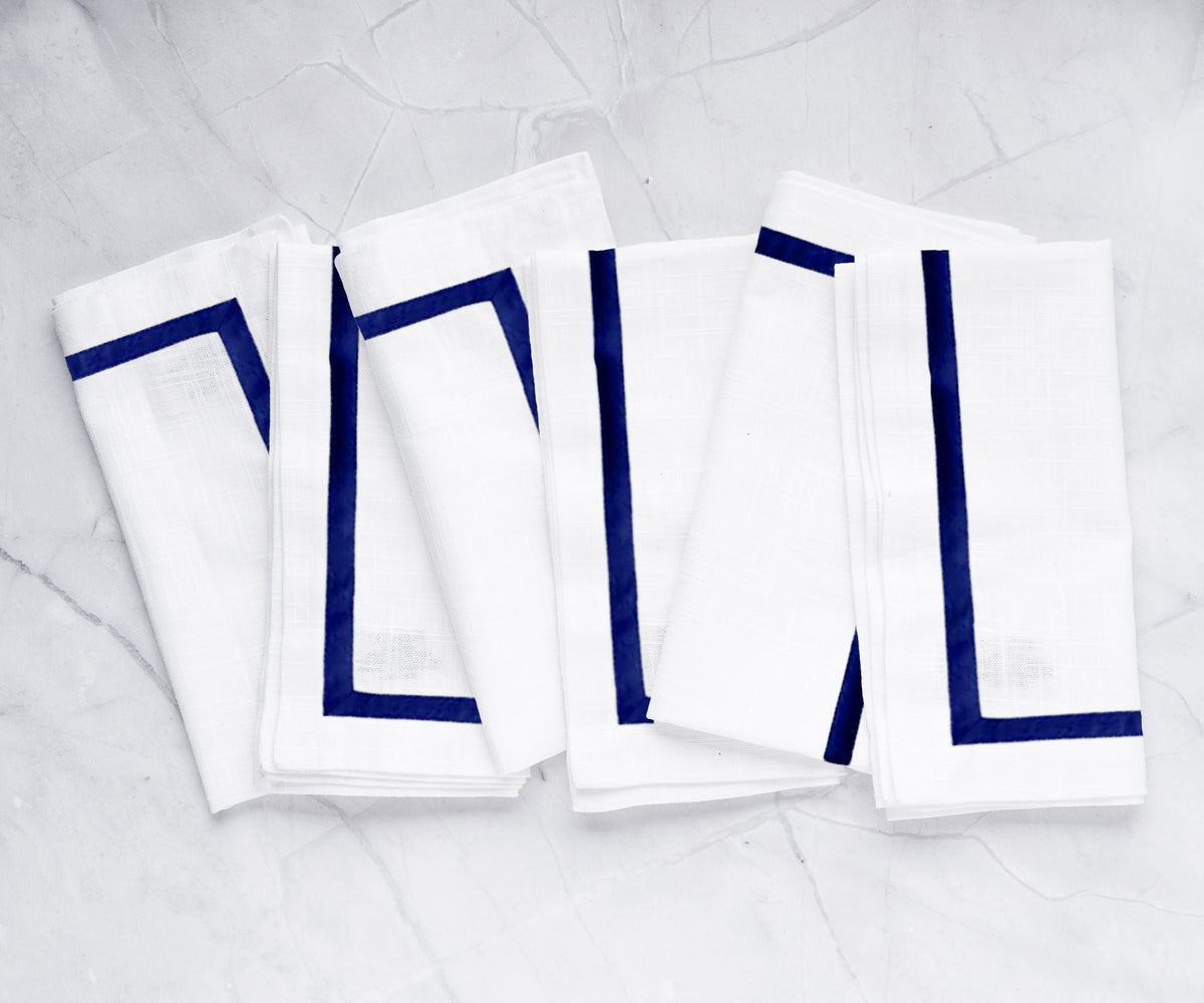 Custom White Napkins with Colorful Borders Custom White Napkins with Colorful Borders