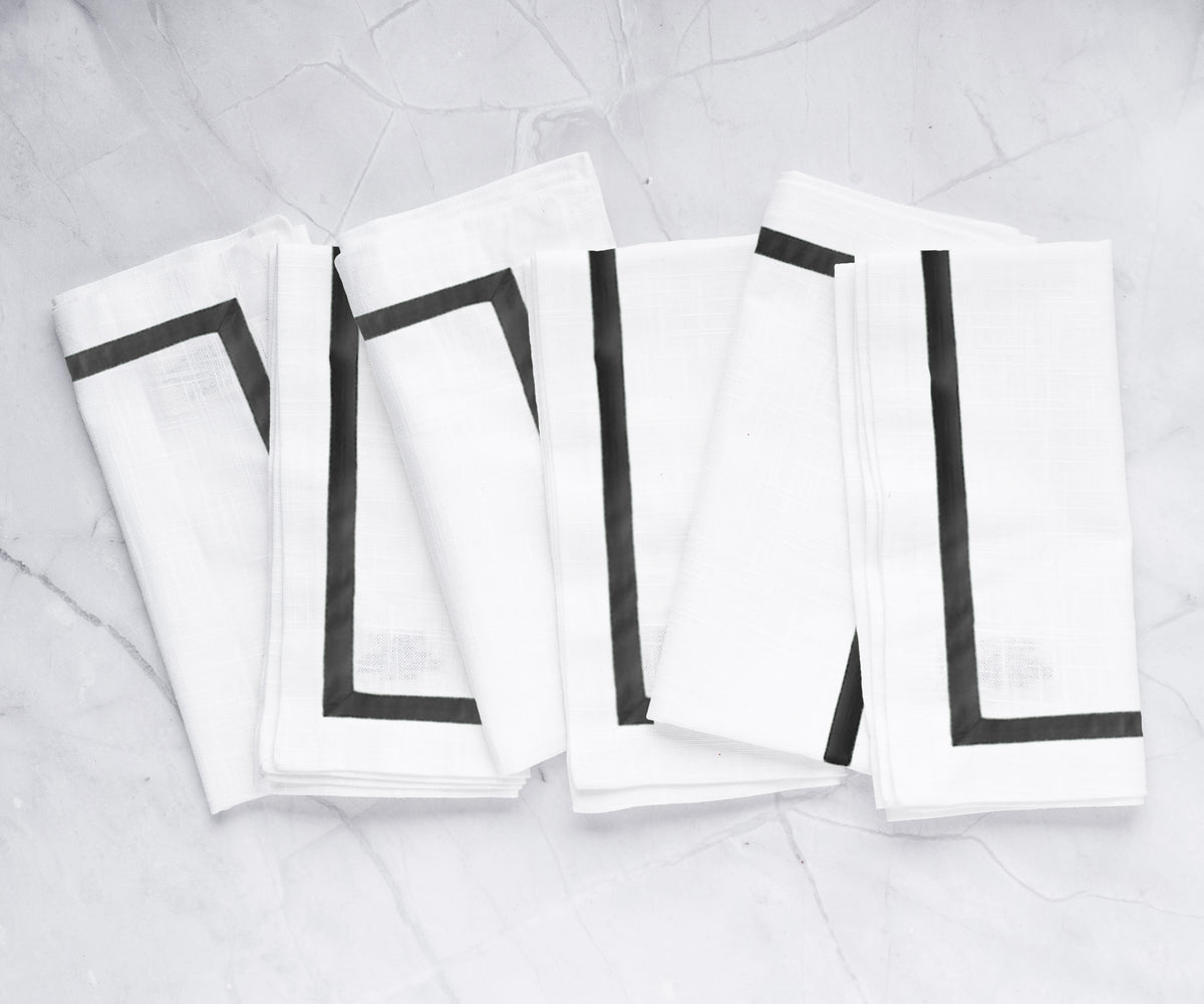 Custom White Napkins with Colorful Borders Custom White Napkins with Colorful Borders