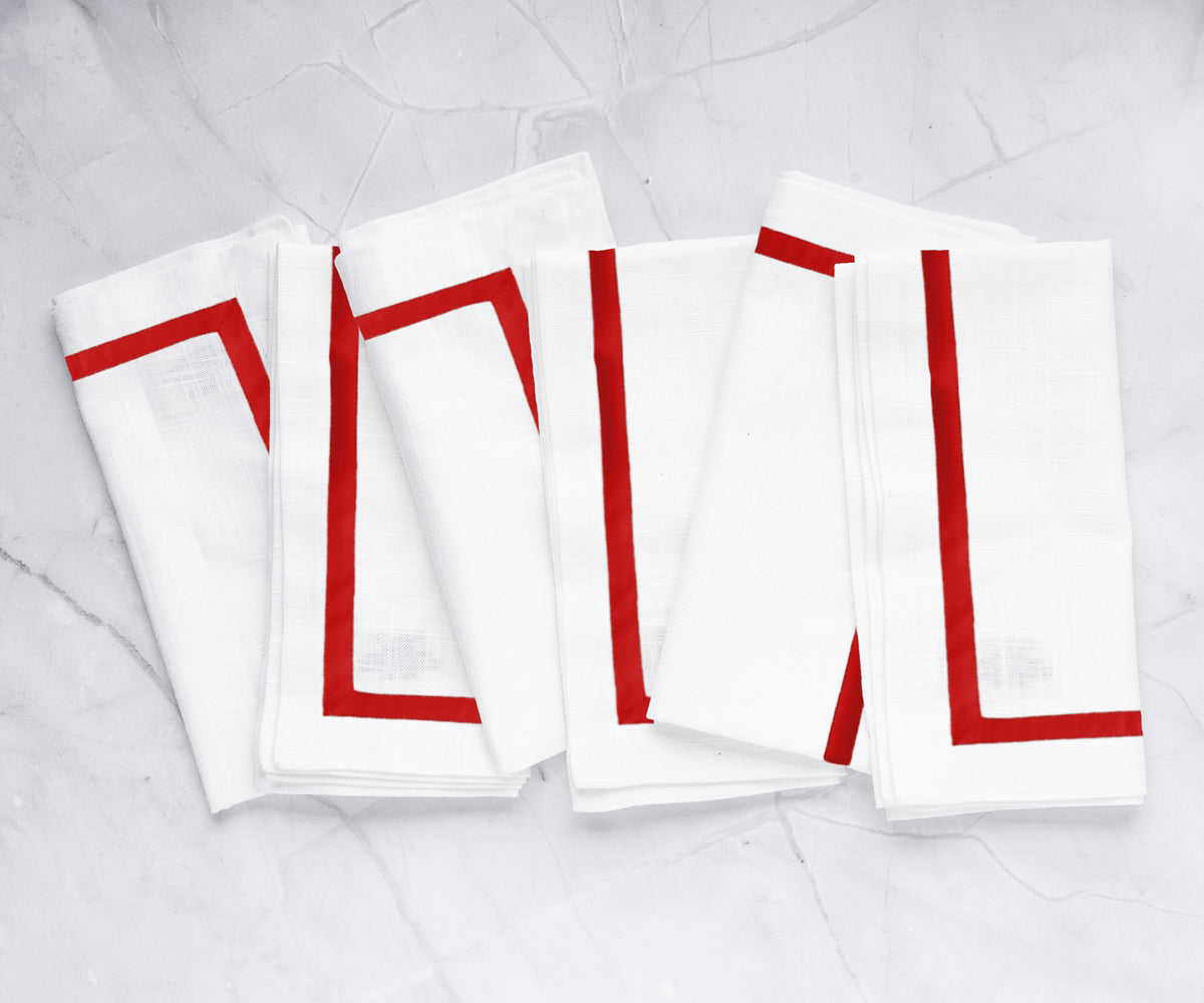 Custom White Napkins with Colorful Borders Custom White Napkins with Colorful Borders