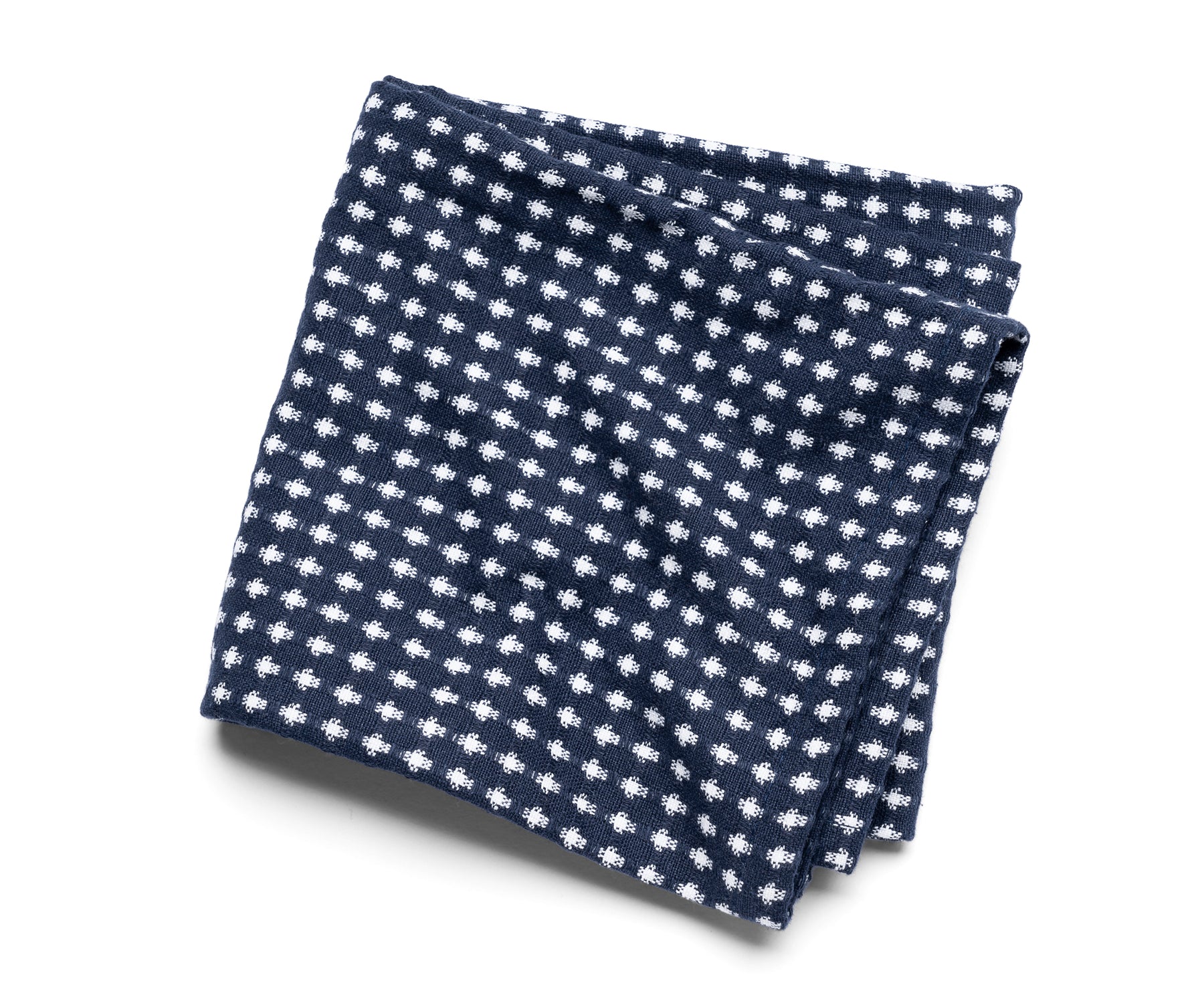 The navy dish towels are crafted with cotton fabric The navy dish towels are crafted with cotton fabric