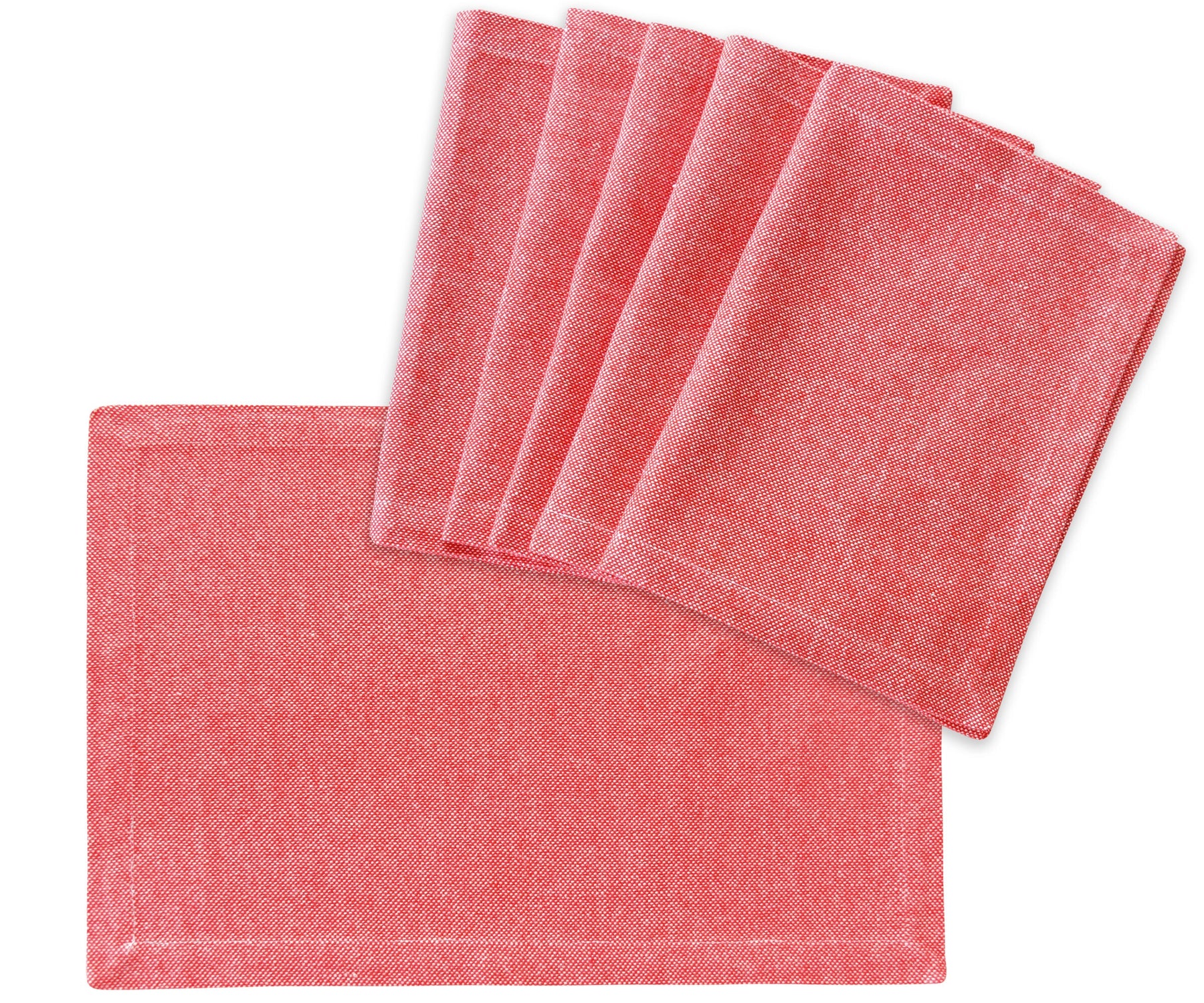 Protect and adorn your dining table with red fabric placemats, adding a touch of elegance to your mealtimes. Protect and adorn your dining table with red fabric placemats, adding a touch of elegance to your mealtimes.