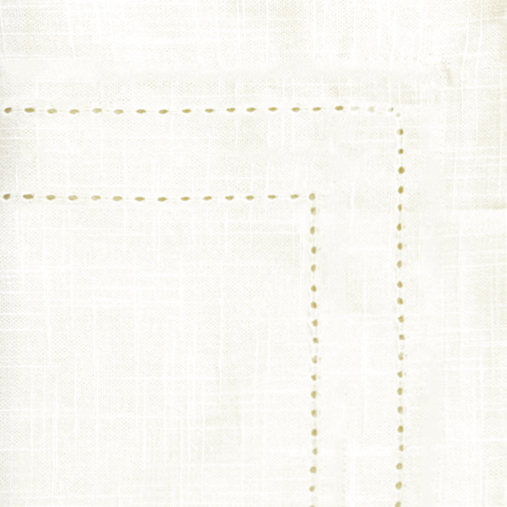 White double hemstitch cloth napkin with gold hemstitch detailing